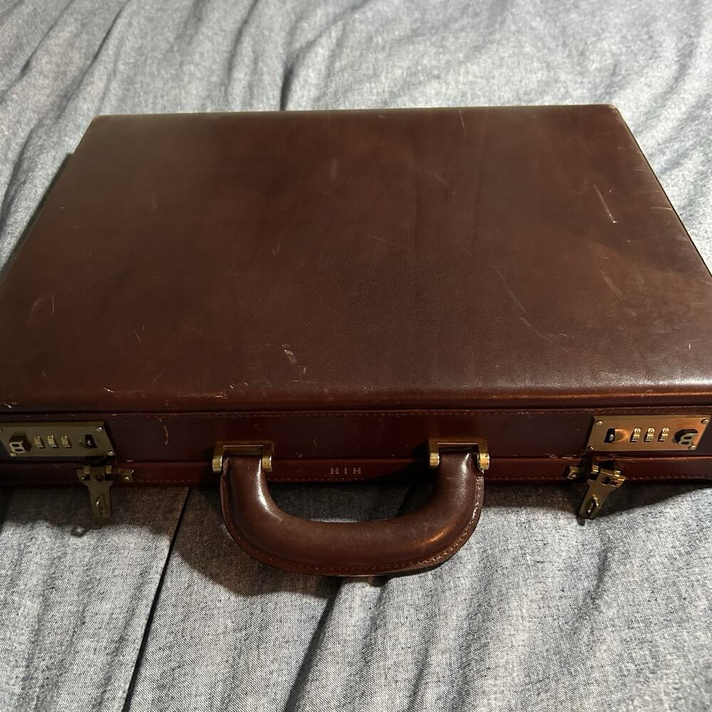 Vintage Bally Leather Briefcase Locking Hard Case Brown Monogram HIH - Picture 11 of 16